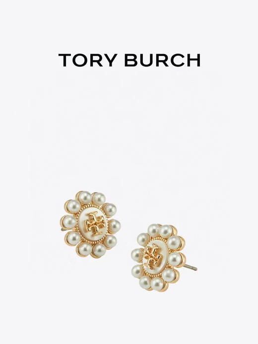 外贸原单 Tory Burch珍珠贝母耳钉，将优雅与时尚完美融合。颜色:金色/银色
材质:黄铜镀金➕天然贝母➕施家小米珠
简易包装 商品图1