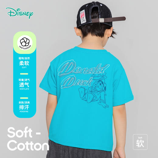【5A抑菌】迪士尼25夏季新款男童纯棉短袖T恤清新印花透气休闲百搭上衣* 商品图1