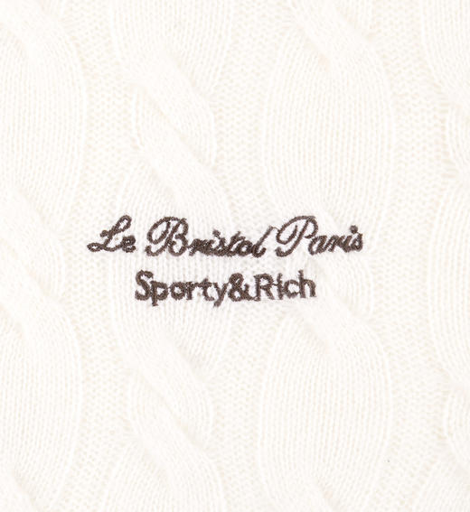 Sporty & Rich - Faubourg Crewneck - Cream/Chocolate - 女装 - 圆领毛衣 - 奶油色/巧克力色 商品图2