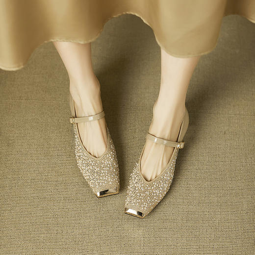 【预售5天】春季新款小香风浅口一字带粗跟百搭方头玛丽珍单鞋MBJR&6860 商品图0