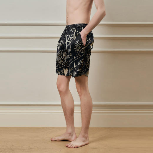 Solo seta22姆米重磅真丝男士印花睡裤桑蚕丝可外穿短裤2025年秋 商品图1