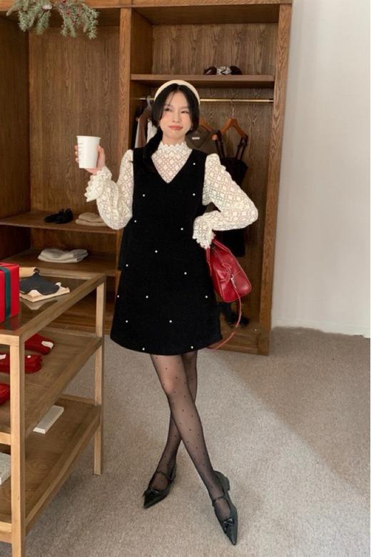 ELLA JADE 黑色珍珠装饰背心裙连衣裙 19757 商品图2