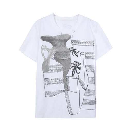 谜底T恤短袖女2025夏新品休闲日常印花宽松H型中长上衣252MT0528 商品图4