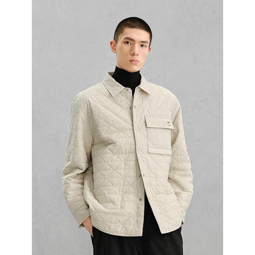 GXG男装 绗缝衬衫式加厚夹克通勤外套 24年冬G24X214103 商品图4