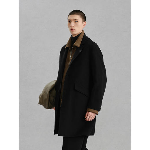 GXG男装 黑色通勤长款大衣外套24年冬季热卖G24X264019 商品图3