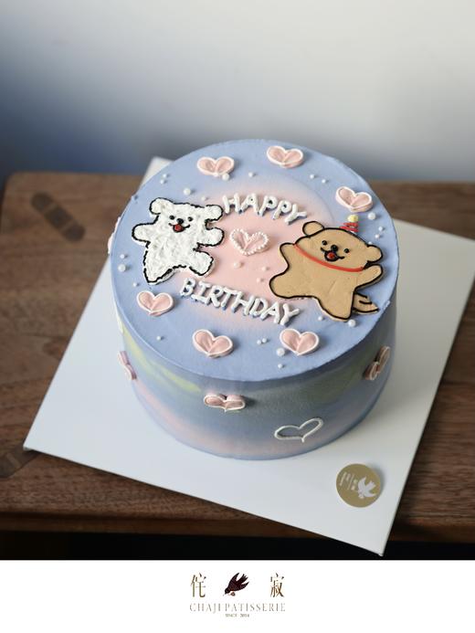 【客定】爱心线条小狗蛋糕0072 商品图1