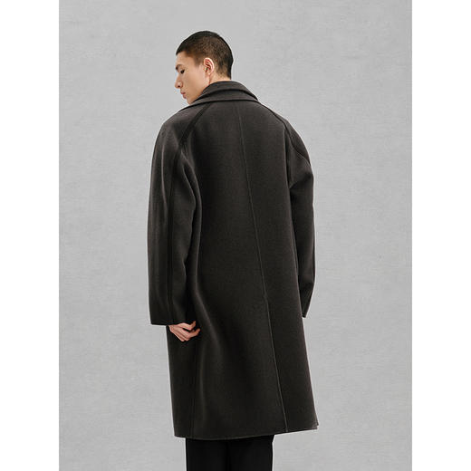 GXG男装 深灰色插肩袖通勤长款大衣24冬热卖G24X264012 商品图3
