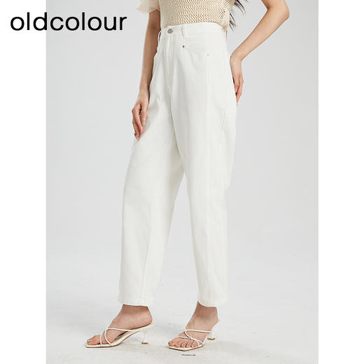 oldcolour夏季新款白色简约高腰百搭宽松直筒牛仔裤女Q211103A1 商品图1