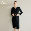 AD小香风连衣裙女气质开叉包臀裙2025新款黑色编织肌理感西服裙子 商品缩略图2