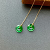高冰到玻璃种阳绿翡翠平安扣耳线18k黄金镶嵌 商品缩略图0