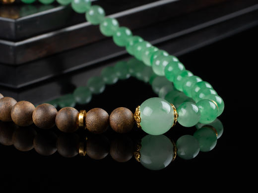 XY0118沉香非洲翠925银双圈手链 商品图4