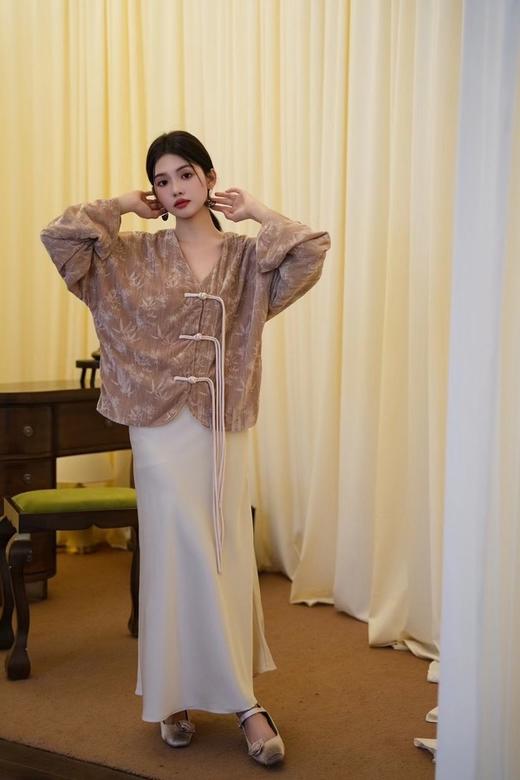 Le Malene 米白色优雅缎面高腰半裙 19651 商品图4