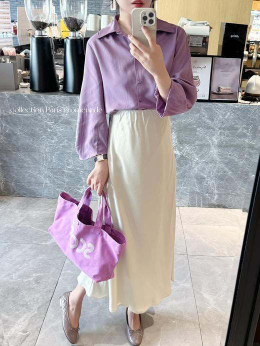 巴黎漫步 | 立裁灯笼袖精致通勤衬衫 茄子紫 商品图0