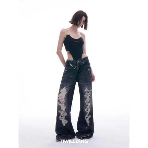 启世录TIWILLTANG“朦黎领域”挂脖链条吊带背心女修身连体上衣 商品图5