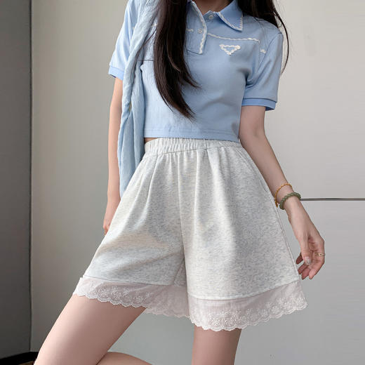 夏季新款【花边短裤薄款】高腰休闲阔腿裤小个子蕾丝运动五分裤 商品图6