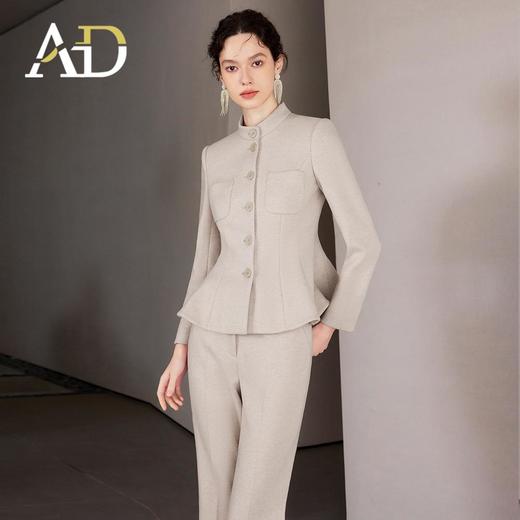 AD冬季加厚毛呢西装套装女士职业装浅色正装高端公务员教师工作服 商品图1