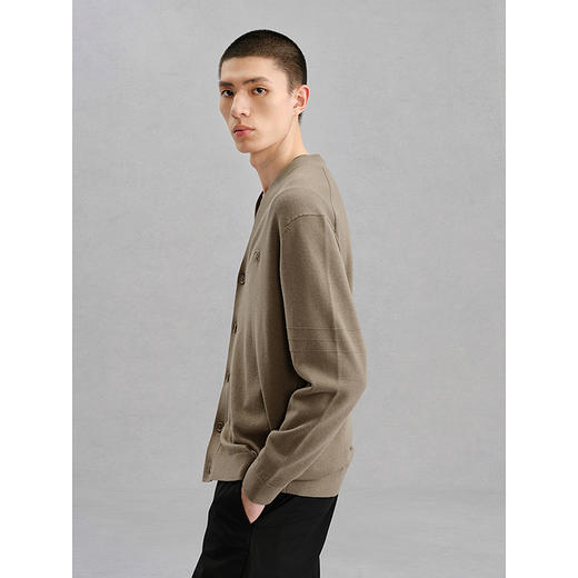 GXG男装 卡其色基础开襟毛衫男针织衫 24年冬G24X304006 商品图2