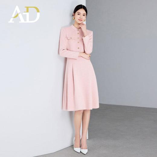 AD秋冬羊毛呢子连衣裙女时尚通勤加厚职业裙子气质粉色名媛西装裙 商品图1