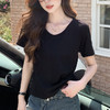 买1送1 宽松慵懒纯色大v领感短袖t恤夏季女休闲简约百搭显瘦潮 商品缩略图4