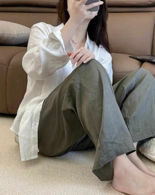312-8 纯圆正 新配色 SEED亚麻阔腿长裤  很快会断码 我穿12码宽松效果 商品图3