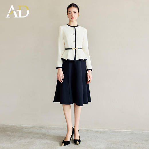 AD小香风连衣裙2025新款假两件拼色套装时尚洋气减龄显瘦遮肉伞裙 商品图3