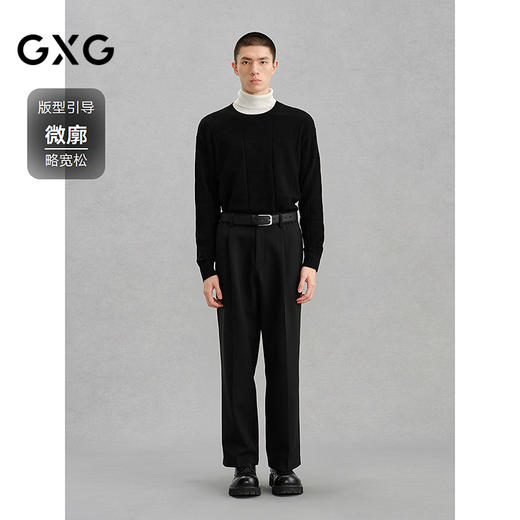 GXG男装黑色低领毛衣男士通勤打底衫 24年冬G24X204045 商品图1