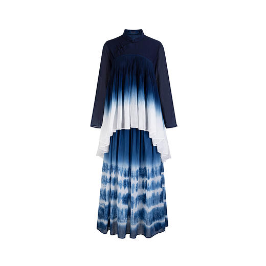 【林栖设计小店】纯棉连衣裙植物染花边压褶新中式气质2025春夏新品长裙女1952112 商品图4