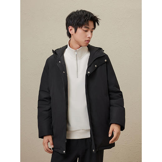 GXG男装  冬季热卖GXG男士纯色休闲百搭连帽中长款羽绒服男外套鸭绒 商品图4