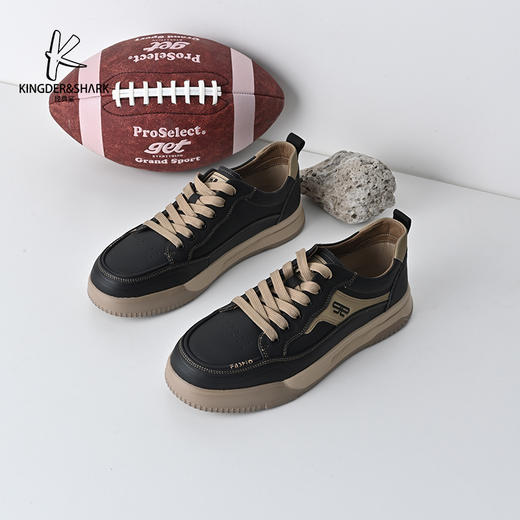 经典鲨2025年春季新品男士韩版平底舒适系带休闲鞋KW266-513051 商品图1