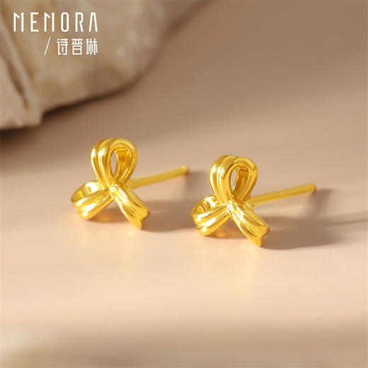 【积分抵值】高光系列黄金三花耳饰 足金耳钉简约黄金耳环女士礼物MEMORA诗普琳LE446401 商品图3