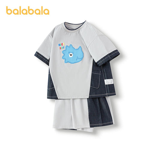 巴拉巴拉童装儿童短袖套装男童两件套拼色2025夏新款 商品图4