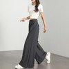 西遇宽松阔腿裤女夏季新款直筒高腰垂坠感慵懒风黑色拖地裤D0050522 商品缩略图3