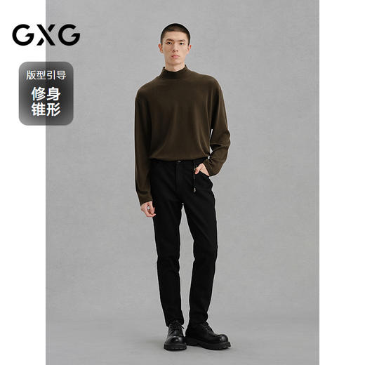 GXG男装 黑色修身牛仔裤男士通勤长裤 冬季G24X054066 商品图1