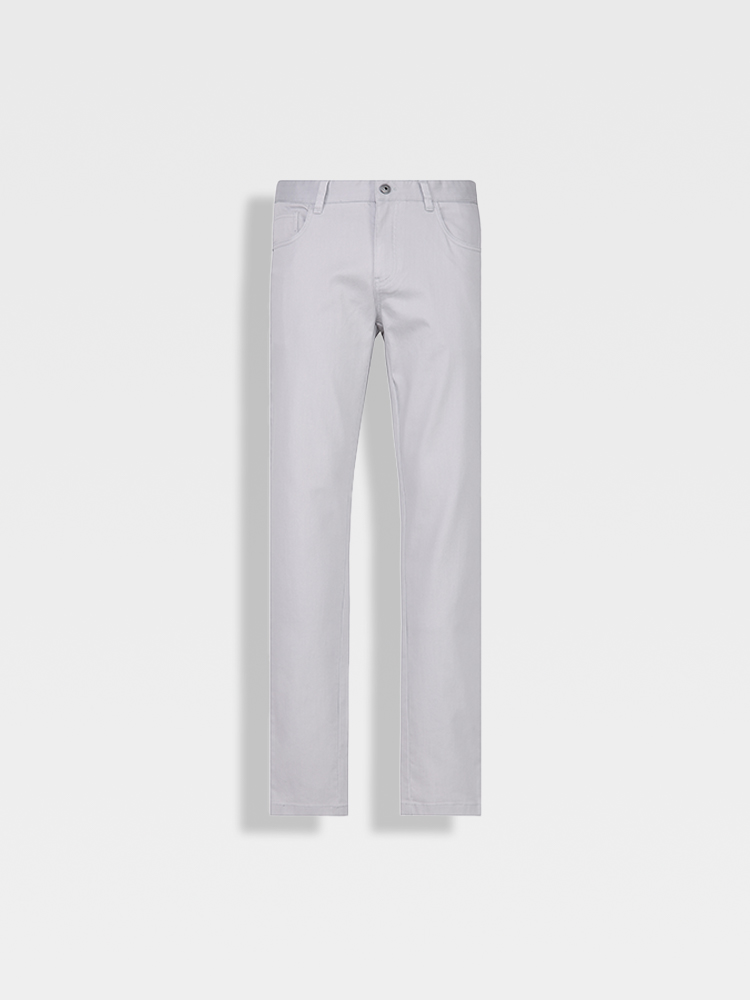 callisto清爽浅灰色棉混纺直筒牛仔裤