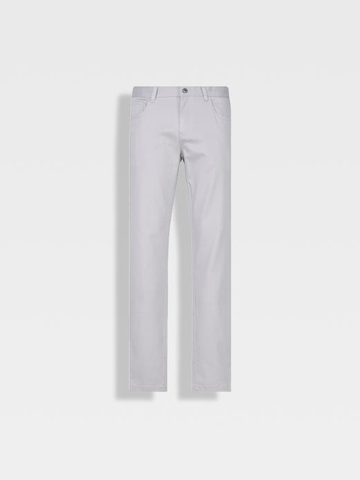 callisto清爽浅灰色棉混纺直筒牛仔裤 商品图0