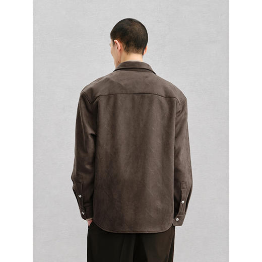 GXG男装 棕色仿麂皮长袖衬衫外套24年冬季热卖G24X034060 商品图3