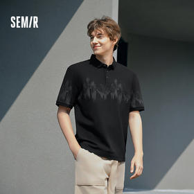 森马POLO衫男国风水墨印花t恤新中式绣花上衣短袖夏装2025新款潮