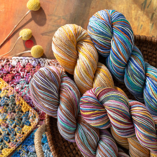 苏苏姐家印象斑斓棉线手工钩针棒针编织diy帽子衣服包包毛线团 商品图0