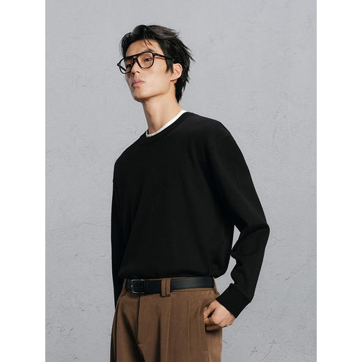 GXG男装 黑色羊毛混纺毛衣通勤打底衫 24年冬G24X204037 商品图4