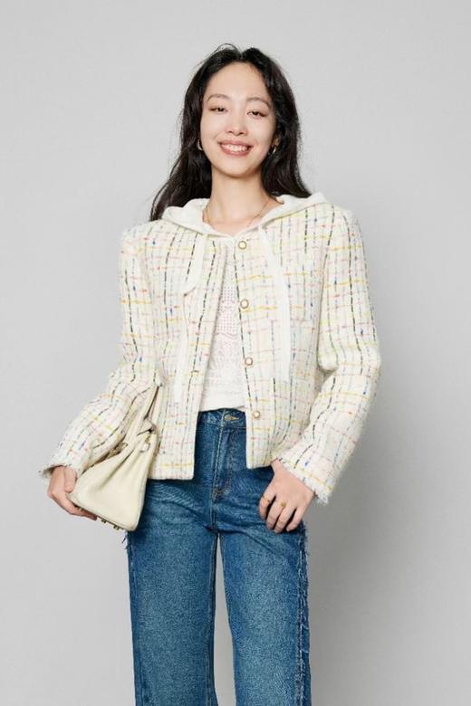 Le Malene 圆领彩色线条小香风羽绒外套 19857 商品图0