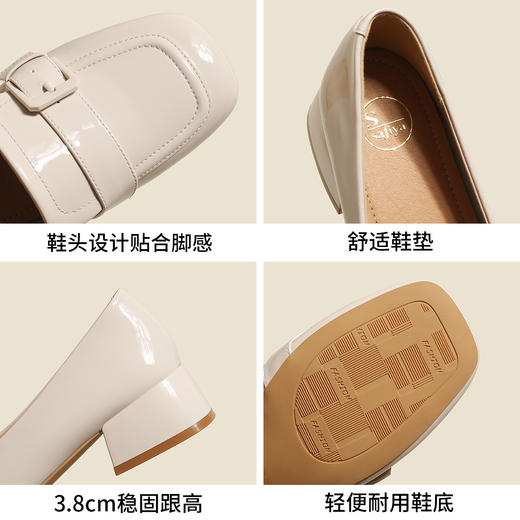 品质好货|Safiya/索菲娅2025法式优雅方头方扣漆皮低跟乐福鞋单鞋 SF32111875 商品图7