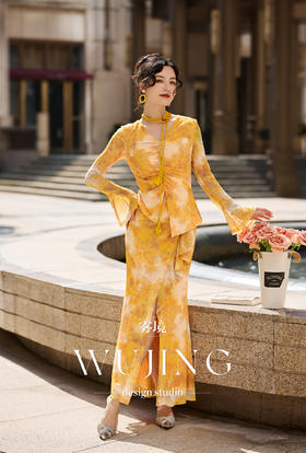 【雾境定制新款】黄莺凝香 进口高弹印花氨纶网套装 4202111