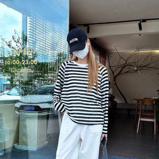 Beau Muse 莱赛尔天丝条纹长袖T 舒适透气 显腰身 4色可选 商品图5