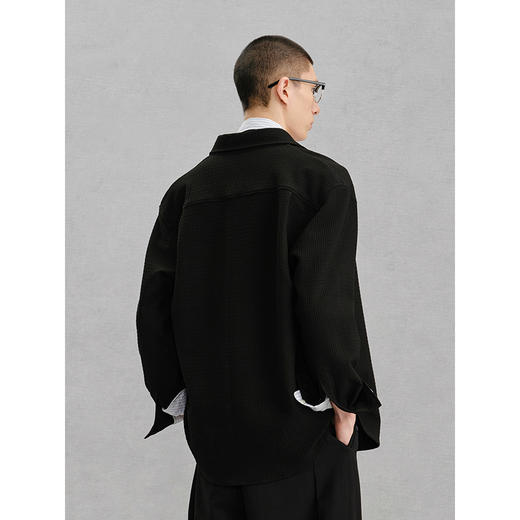 GXG男装 双色肌理感翻领长袖衬衫24年冬季热卖G24X034048 商品图3