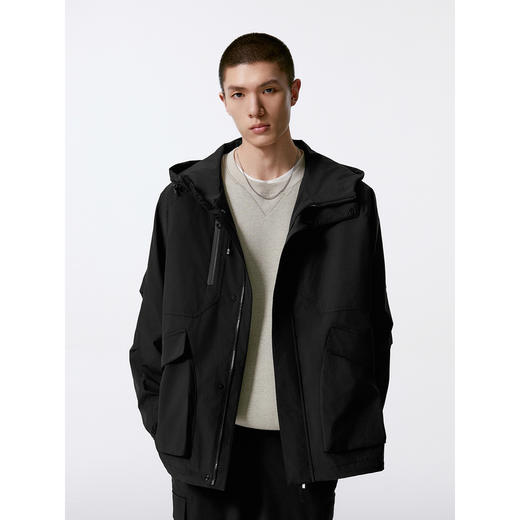 GXG男装 黑色连帽户外夹克男外套 24秋季热卖G24X213028 商品图3