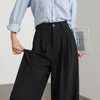 西遇宽松阔腿裤女夏季新款直筒高腰垂坠感慵懒风黑色拖地裤D0050522 商品缩略图2