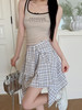 【不规则衬衫格子裙】夏季新款 高腰显瘦学院风短裙 a字设计感半身裙  商品缩略图0