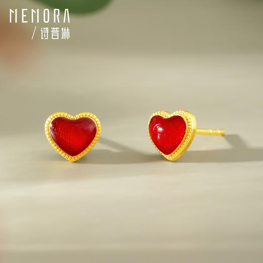 东方国色 黄金耳饰小红心耳钉 足金方块耳饰女士礼物【按克计价黄金3】MEMORA诗普琳GE228802、GE230302、GE230402 商品图8