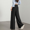 西遇宽松阔腿裤女夏季新款直筒高腰垂坠感慵懒风黑色拖地裤D0050522 商品缩略图4