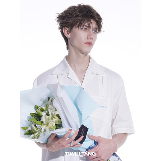 启世录TIWILLTANG“季夏海”工字褶短袖衬衫夏季春衬衫高级感衬衣 商品图3